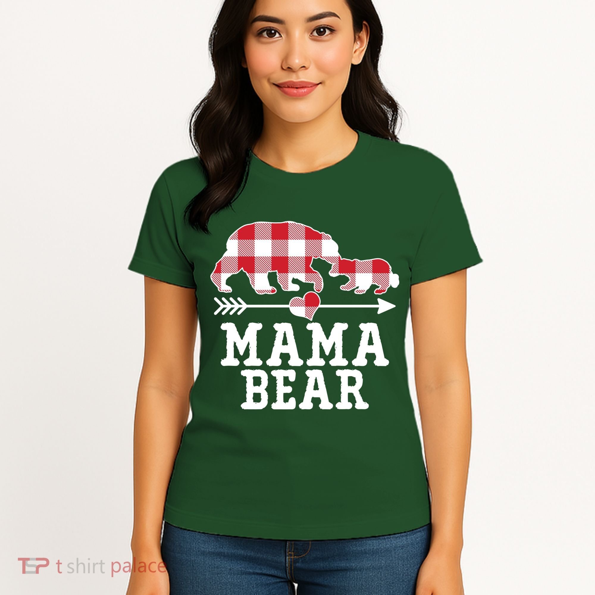 Buffalo Plaid Mama Bear Women's T-Shirt