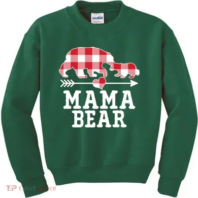 Buffalo Plaid Mama Bear Kids Sweatshirt