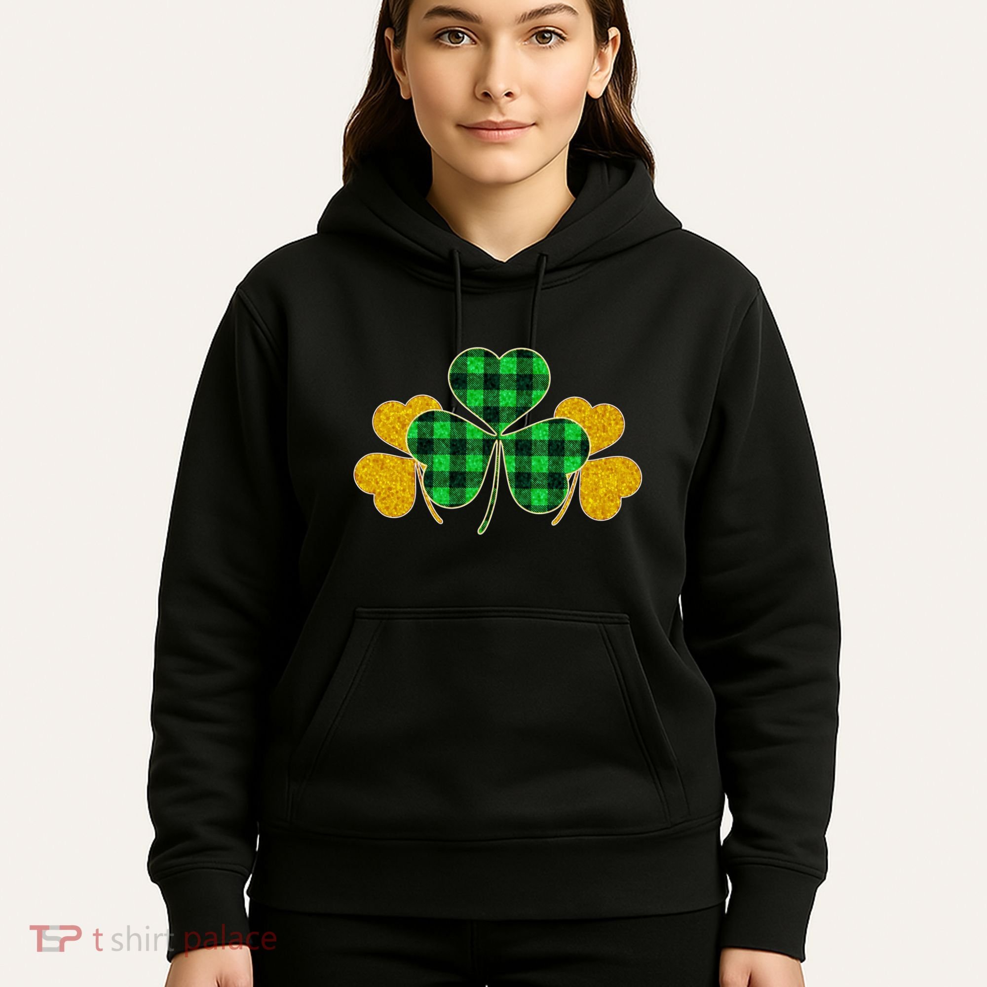 Buffalo Shamrock Plaid Irish Clovers Hoodie