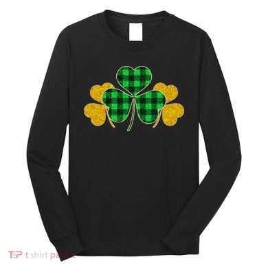 Buffalo Shamrock Plaid Irish Clovers Long Sleeve Shirt