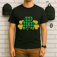 Buffalo Shamrock Plaid Irish Clovers T-Shirt thumb 6