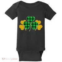Buffalo Shamrock Plaid Irish Clovers Baby Bodysuit thumb 0