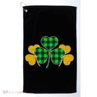 Buffalo Shamrock Plaid Irish Clovers Golf Towel thumb 0