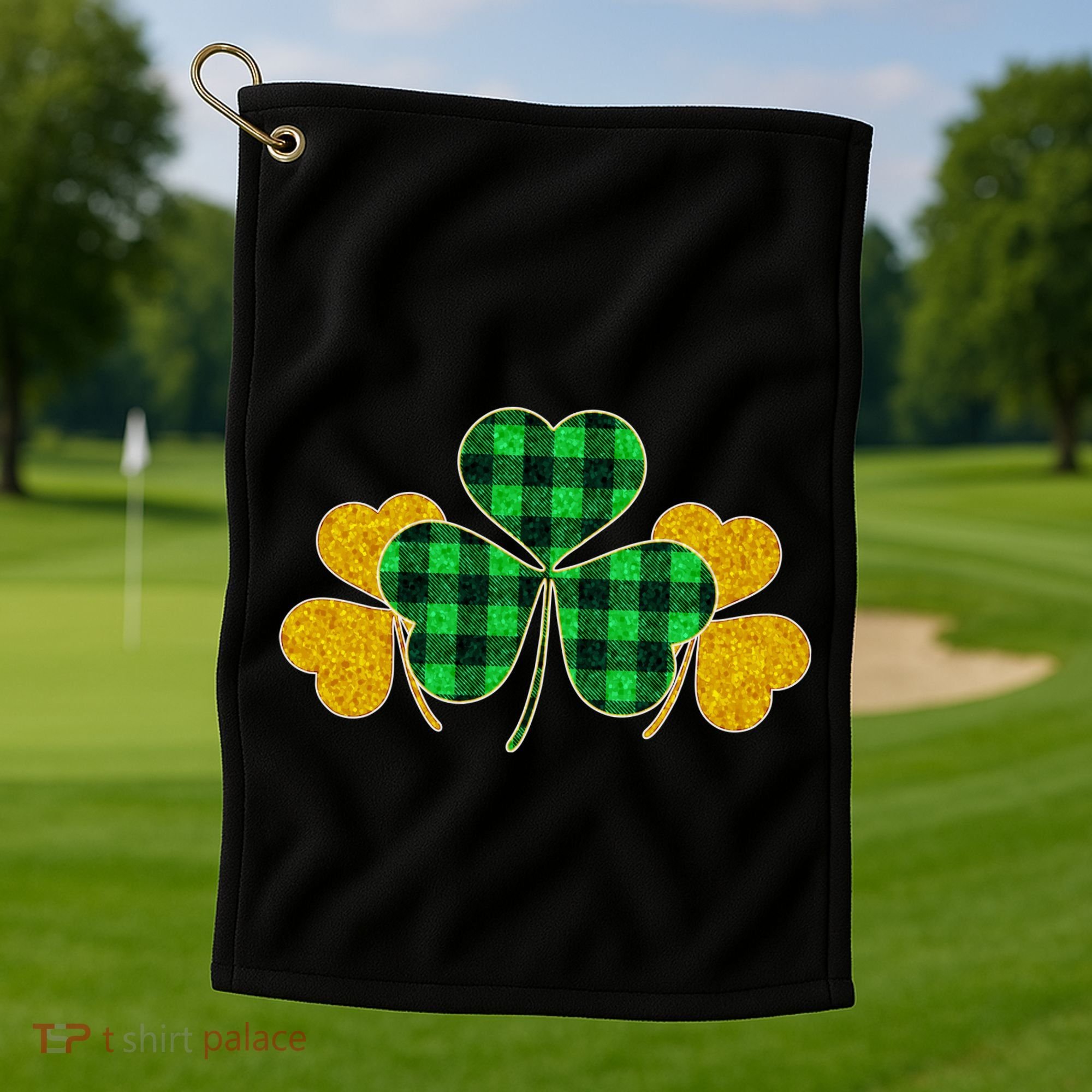 Buffalo Shamrock Plaid Irish Clovers Golf Towel