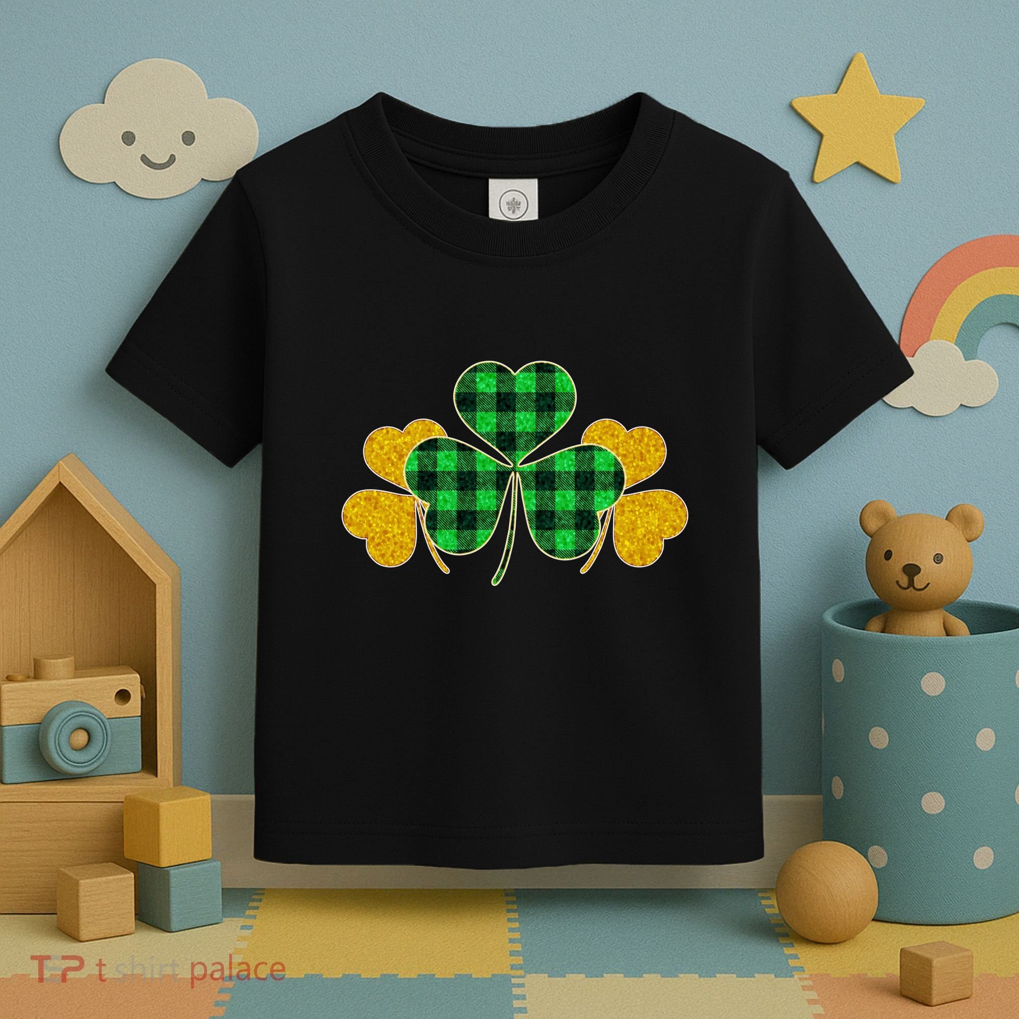 Buffalo Shamrock Plaid Irish Clovers Toddler T-Shirt