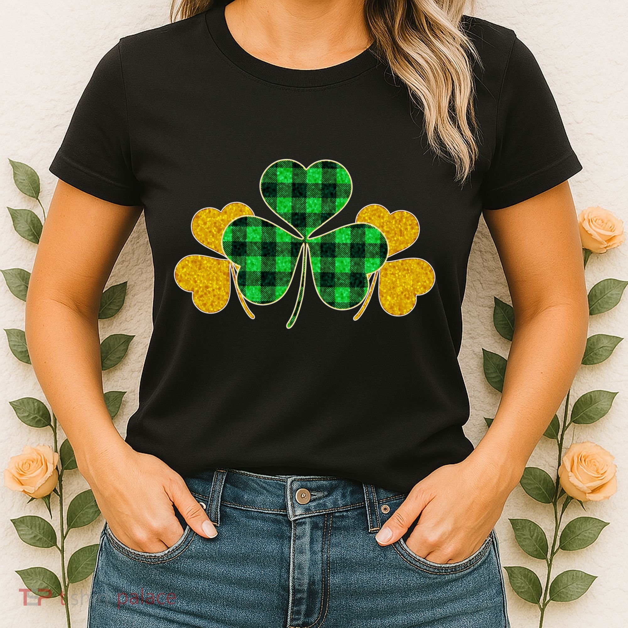 Buffalo Shamrock Plaid Irish Clovers Women's T-Shirt