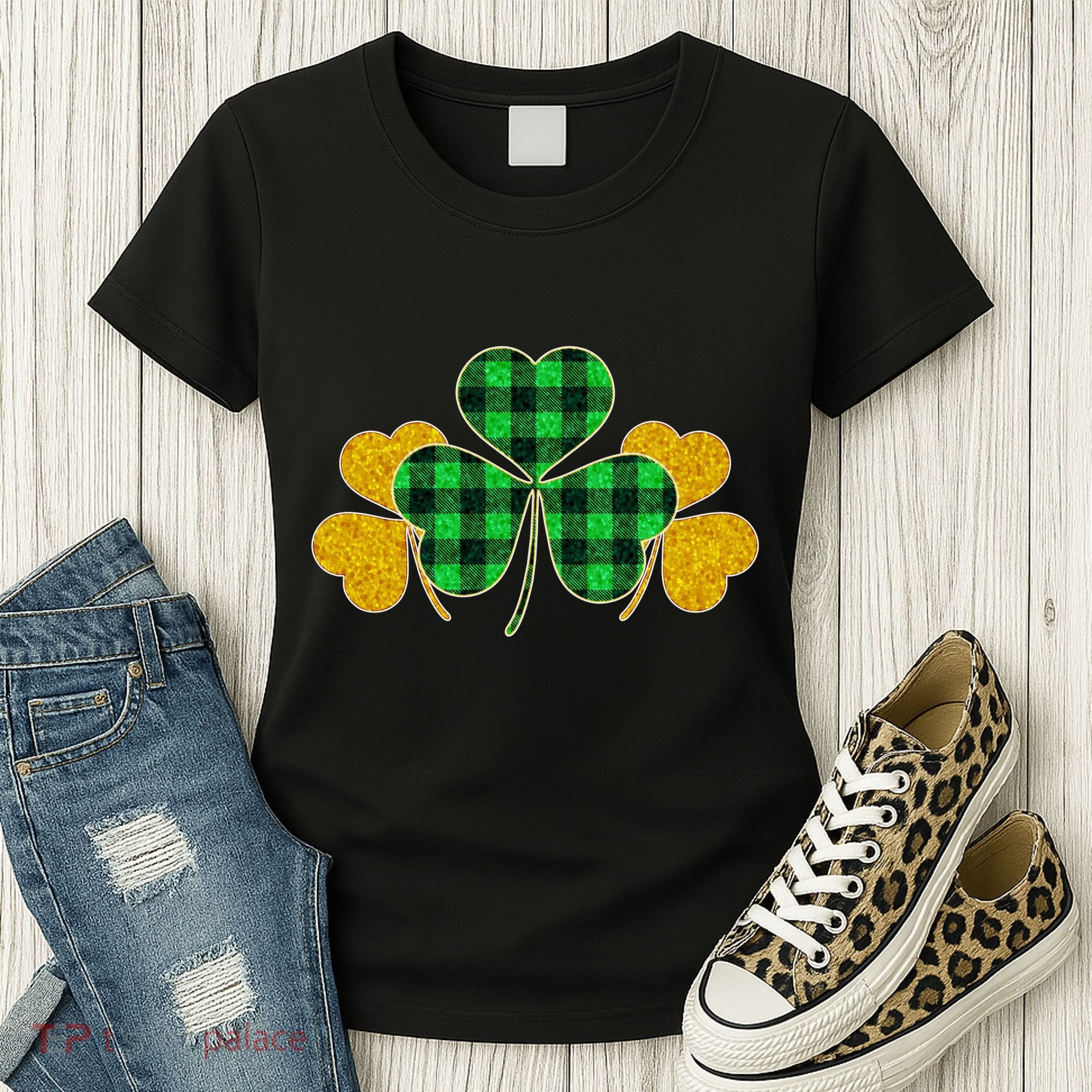 Buffalo Shamrock Plaid Irish Clovers Women's T-Shirt