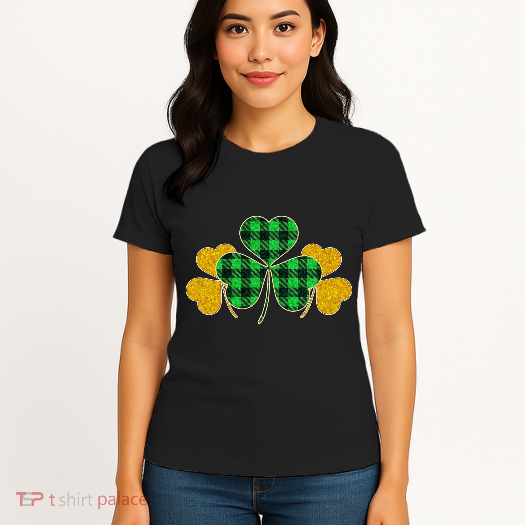 Buffalo Shamrock Plaid Irish Clovers Women's T-Shirt
