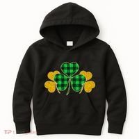 Buffalo Shamrock Plaid Irish Clovers Kids Hoodie thumb 0