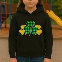 Buffalo Shamrock Plaid Irish Clovers Kids Hoodie thumb 3