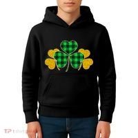 Buffalo Shamrock Plaid Irish Clovers Kids Hoodie thumb 4