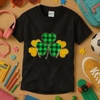 Buffalo Shamrock Plaid Irish Clovers Kids T-Shirt thumb 3
