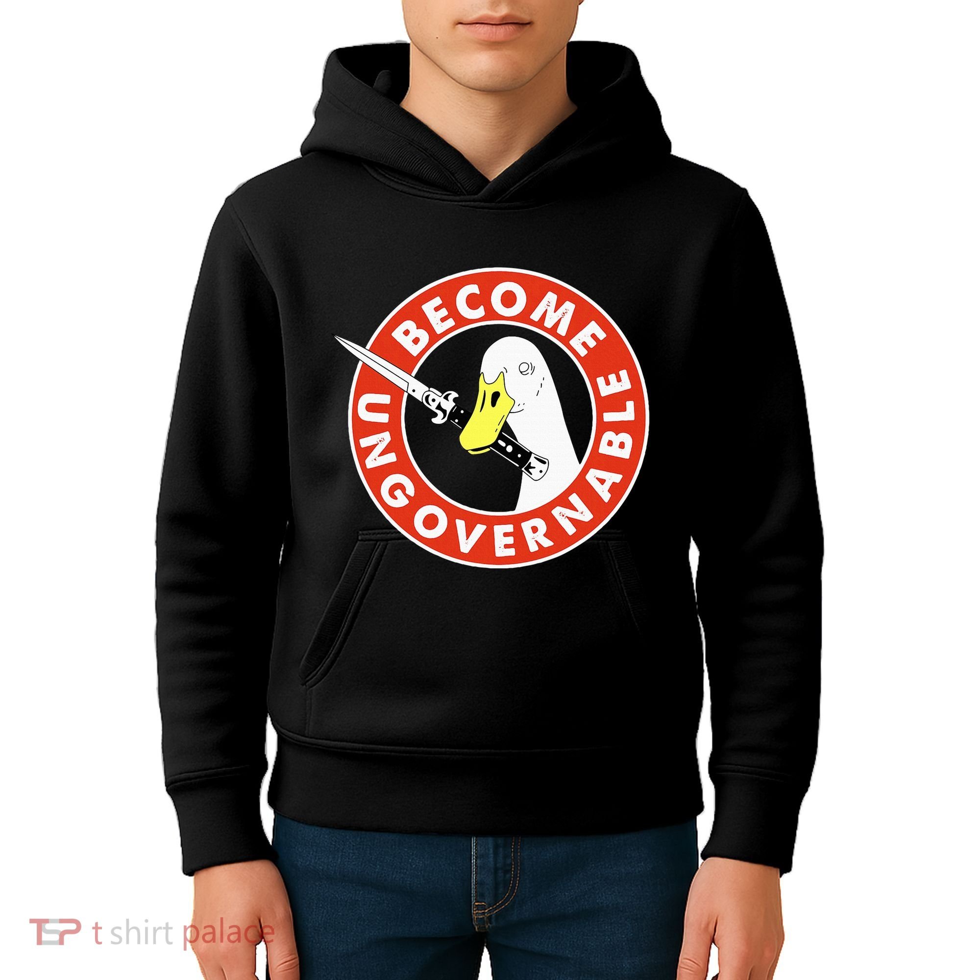 Become Ungovernable Goose Knife Funny Quote Kids Hoodie