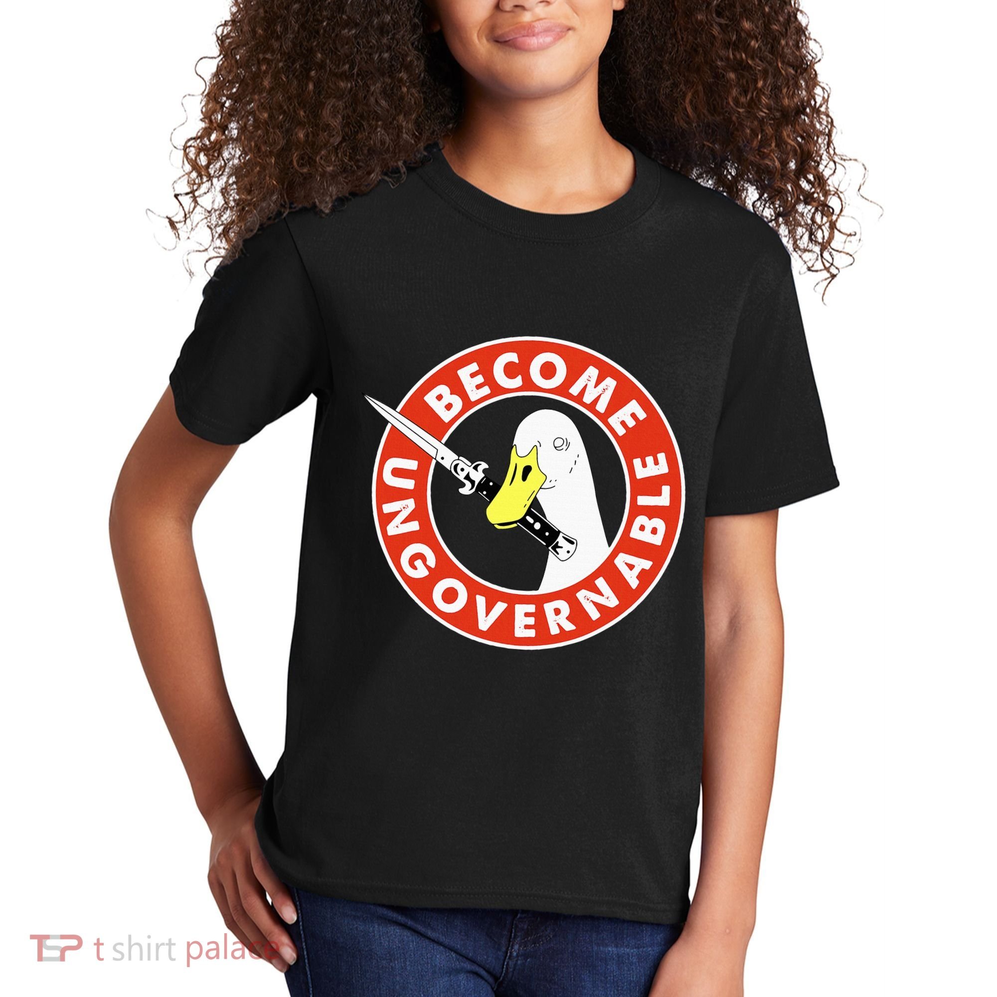 Become Ungovernable Goose Knife Funny Quote Kids T-Shirt
