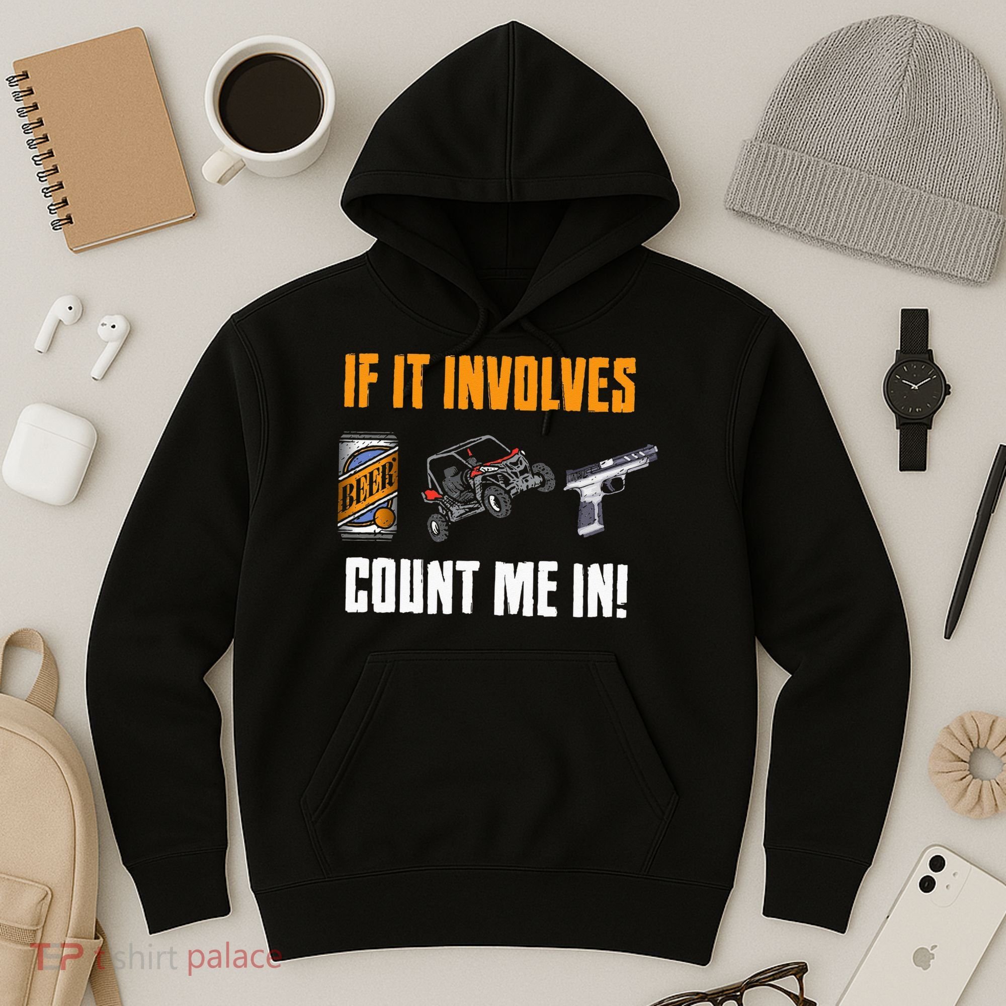 Beer UTV Guns Lover Four Wheeler Quad OffRoading SxS ATV Hoodie