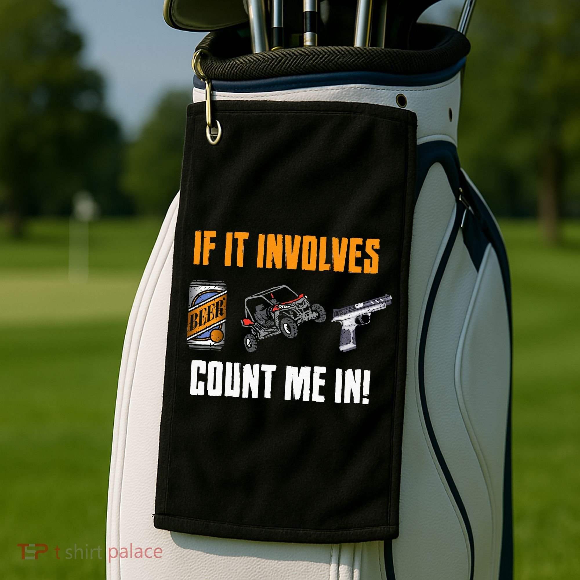 Beer UTV Guns Lover Four Wheeler Quad OffRoading SxS ATV Golf Towel