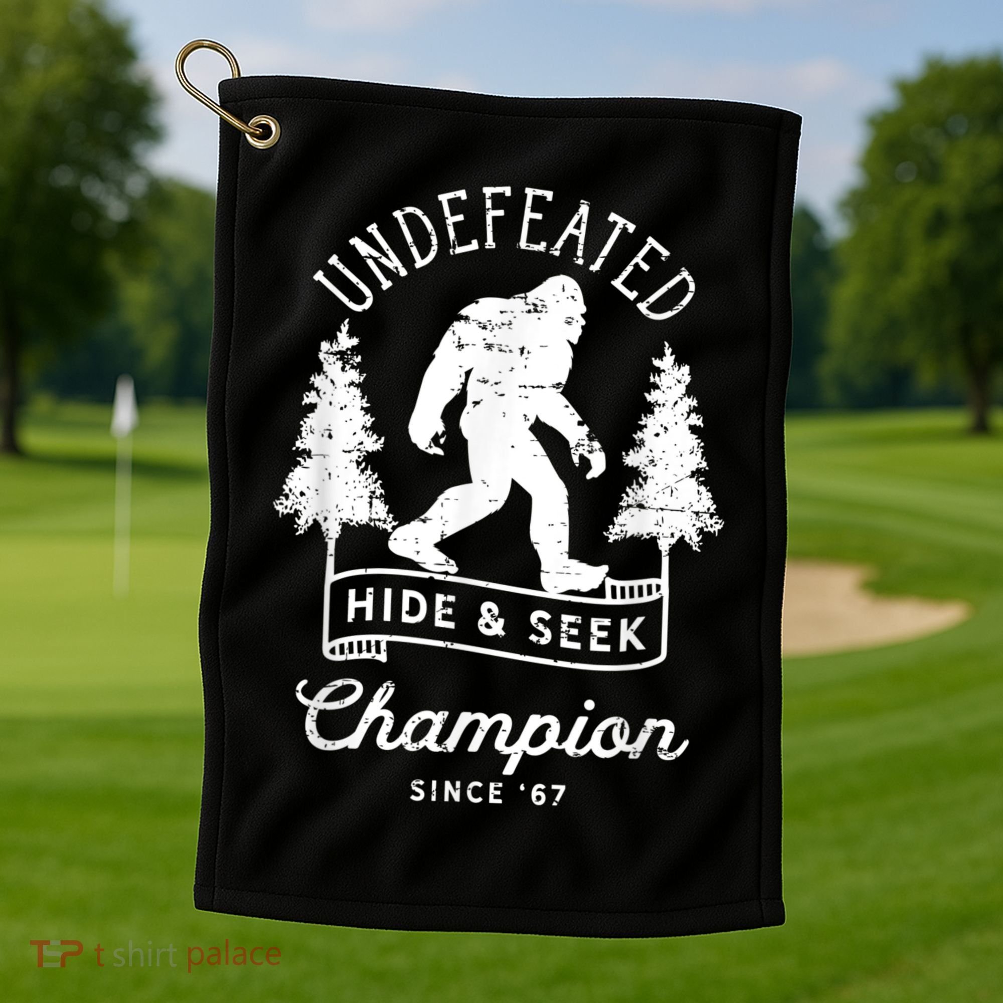Bigfoot Undefeated Hide And Seek Champion Distressed Golf Towel