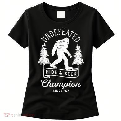 Bigfoot Undefeated Hide And Seek Champion Distressed Women's T-Shirt