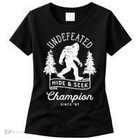 Bigfoot Undefeated Hide And Seek Champion Distressed Women's T-Shirt thumb 0