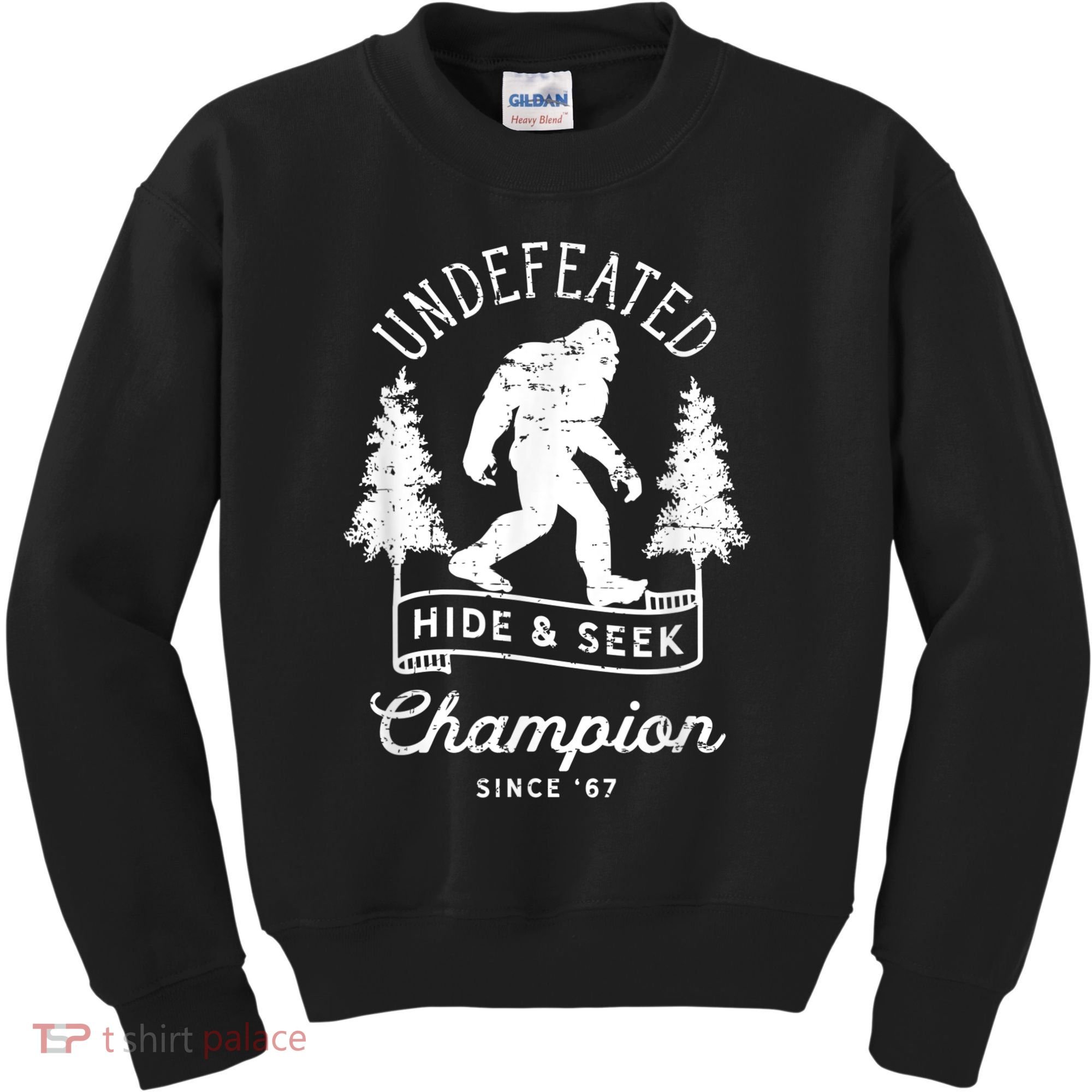 Bigfoot Undefeated Hide And Seek Champion Distressed Kids Sweatshirt