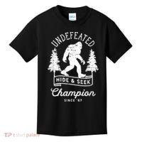 Bigfoot Undefeated Hide And Seek Champion Distressed Kids T-Shirt thumb 0