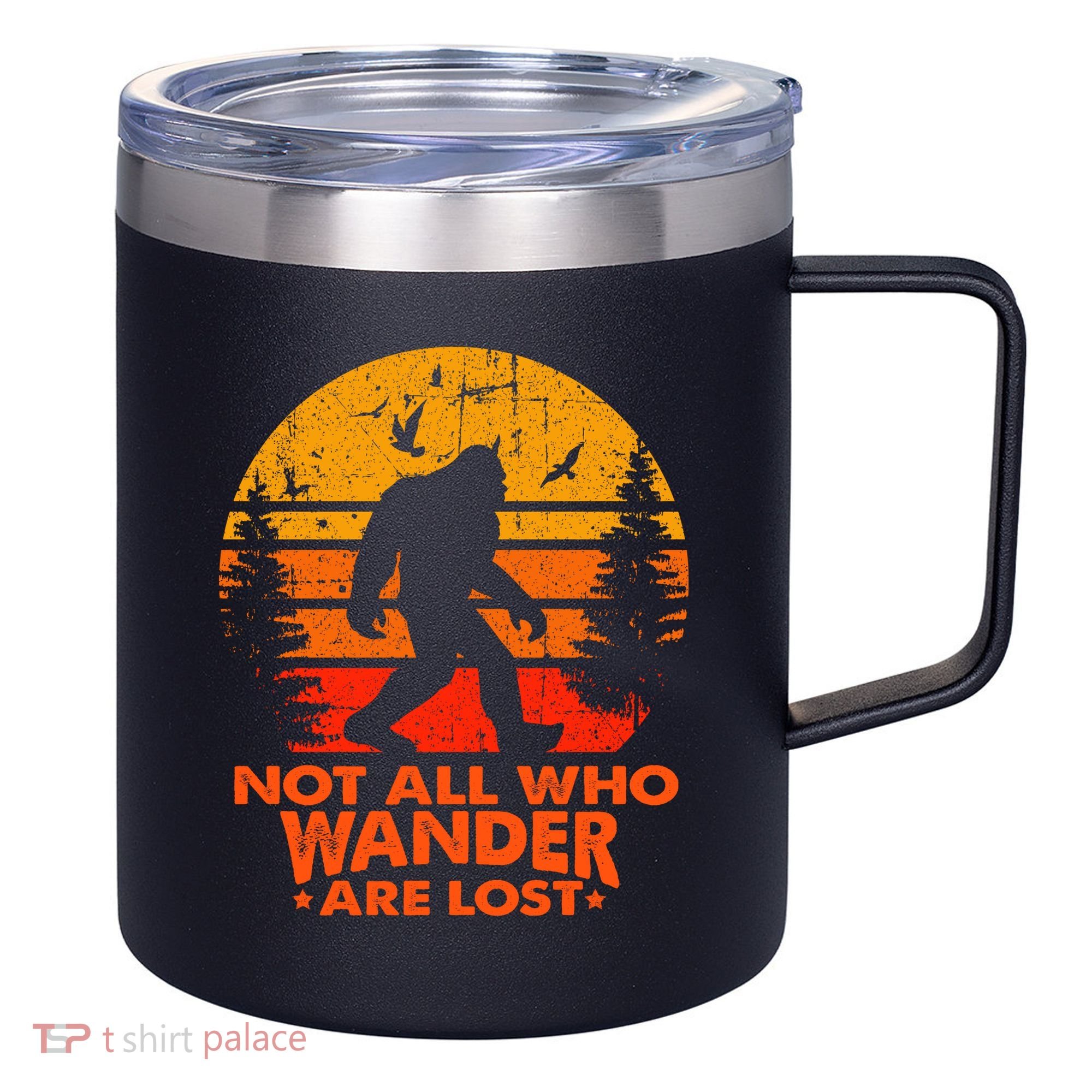 Bigfoot Undefeated Hide And Seek Champion Distressed Sunset 12oz Stainless Steel Coffee Mug