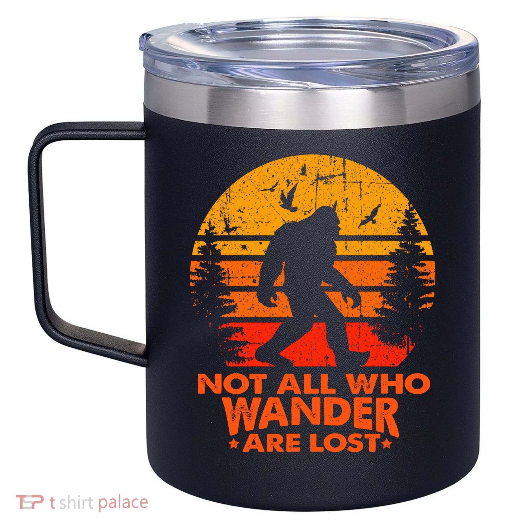 Bigfoot Undefeated Hide And Seek Champion Distressed Sunset 12oz Stainless Steel Coffee Mug