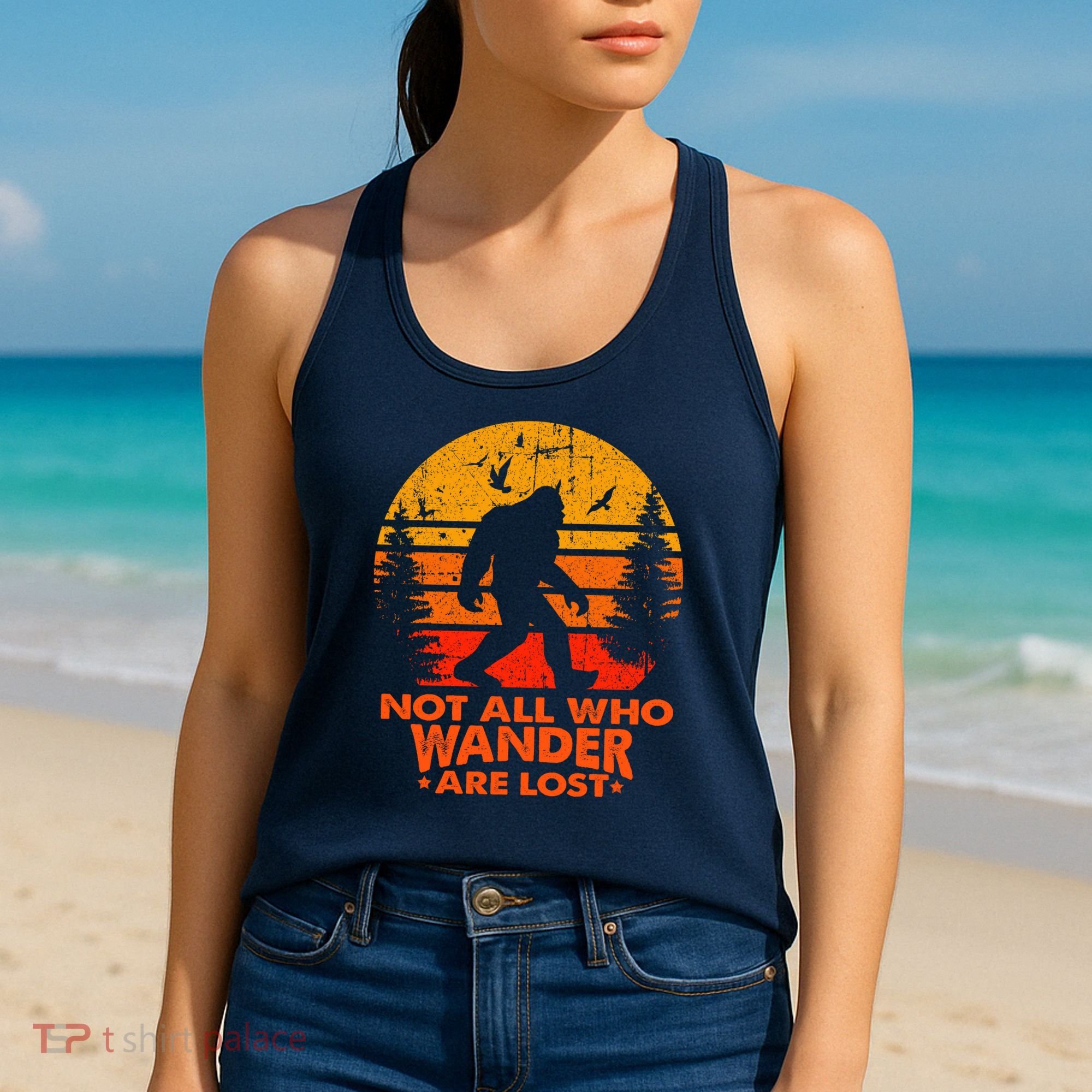 Bigfoot Undefeated Hide And Seek Champion Distressed Sunset Women's Tank Top