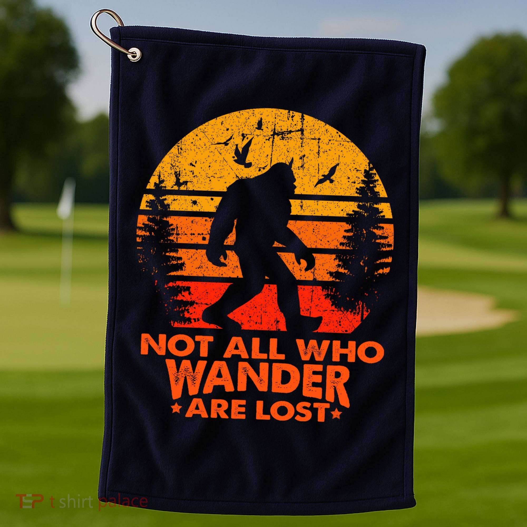 Bigfoot Undefeated Hide And Seek Champion Distressed Sunset Golf Towel