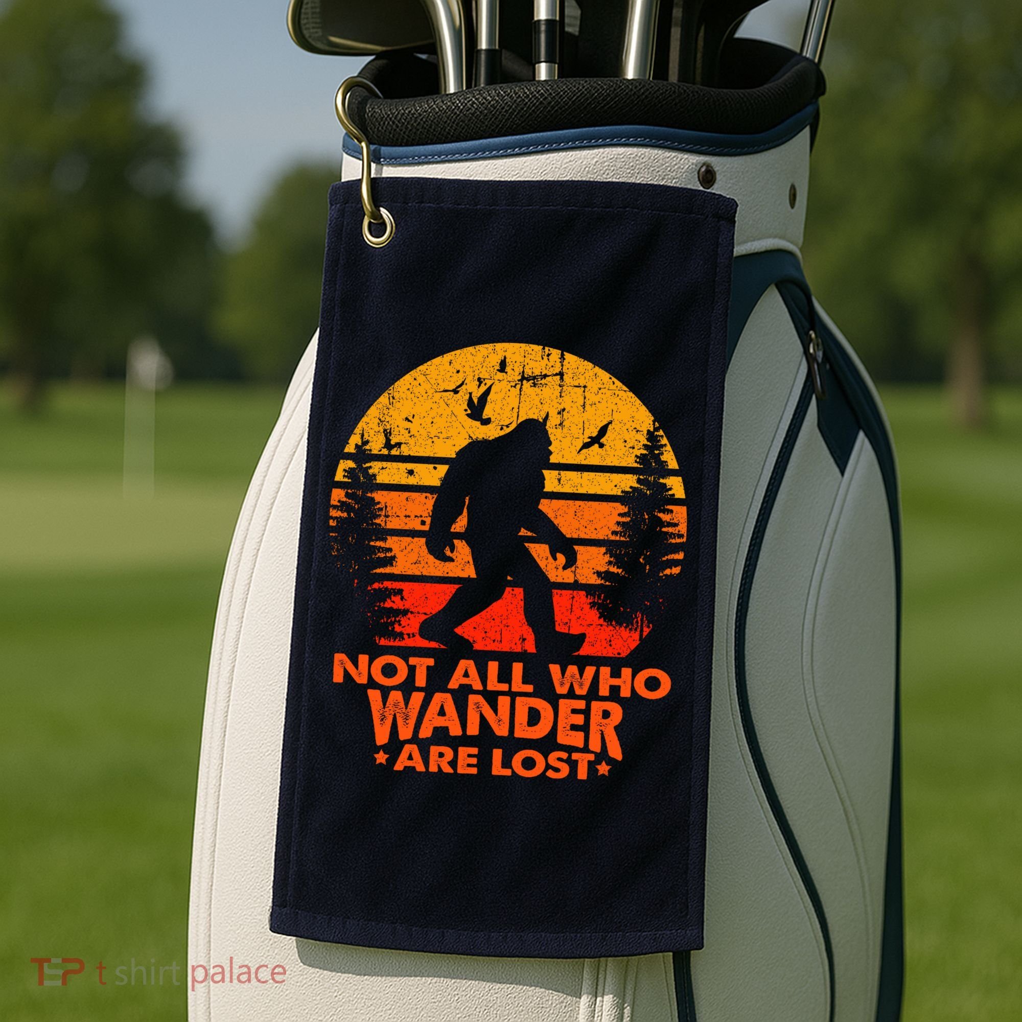 Bigfoot Undefeated Hide And Seek Champion Distressed Sunset Golf Towel