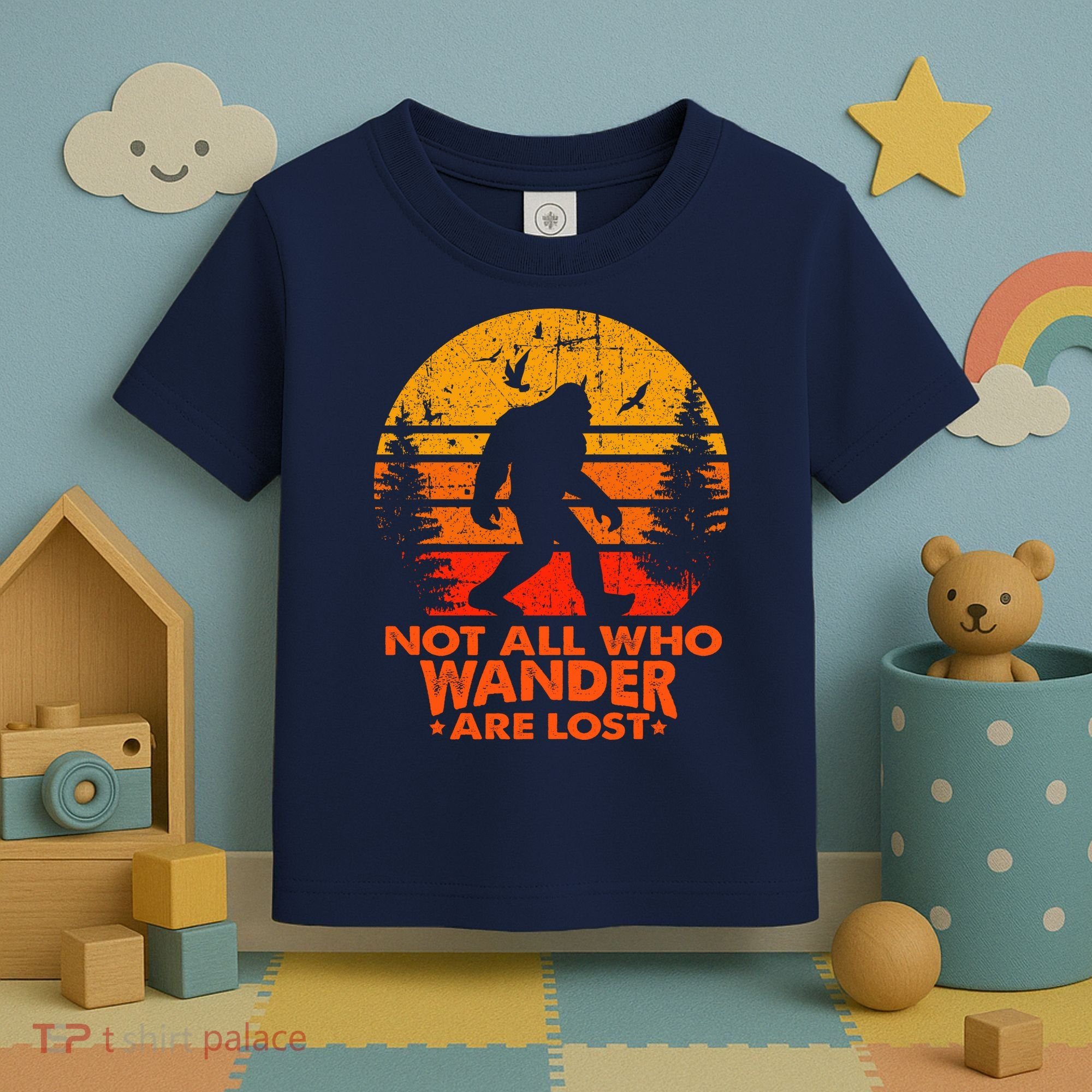 Bigfoot Undefeated Hide And Seek Champion Distressed Sunset Toddler T-Shirt