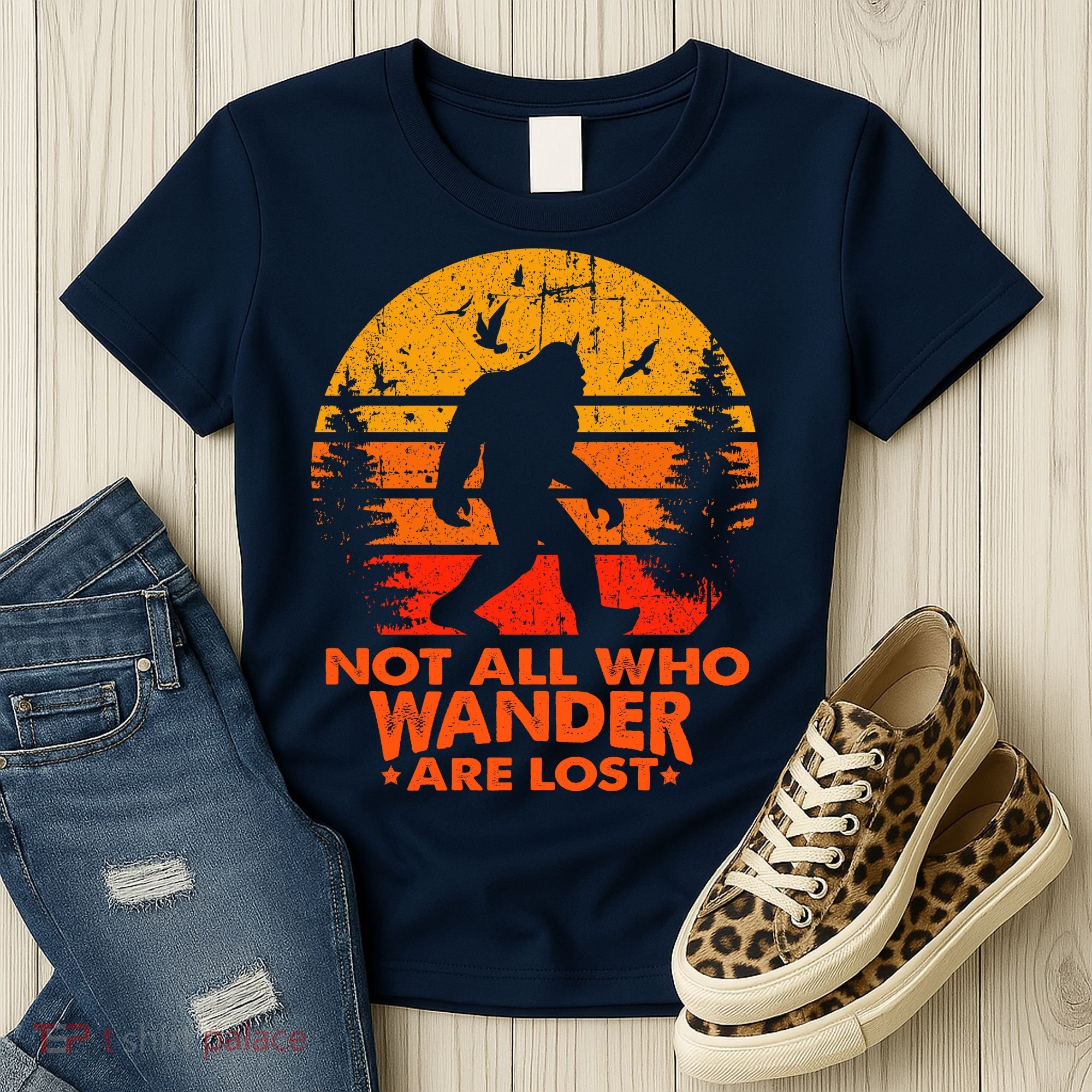 Bigfoot Undefeated Hide And Seek Champion Distressed Sunset Women's T-Shirt