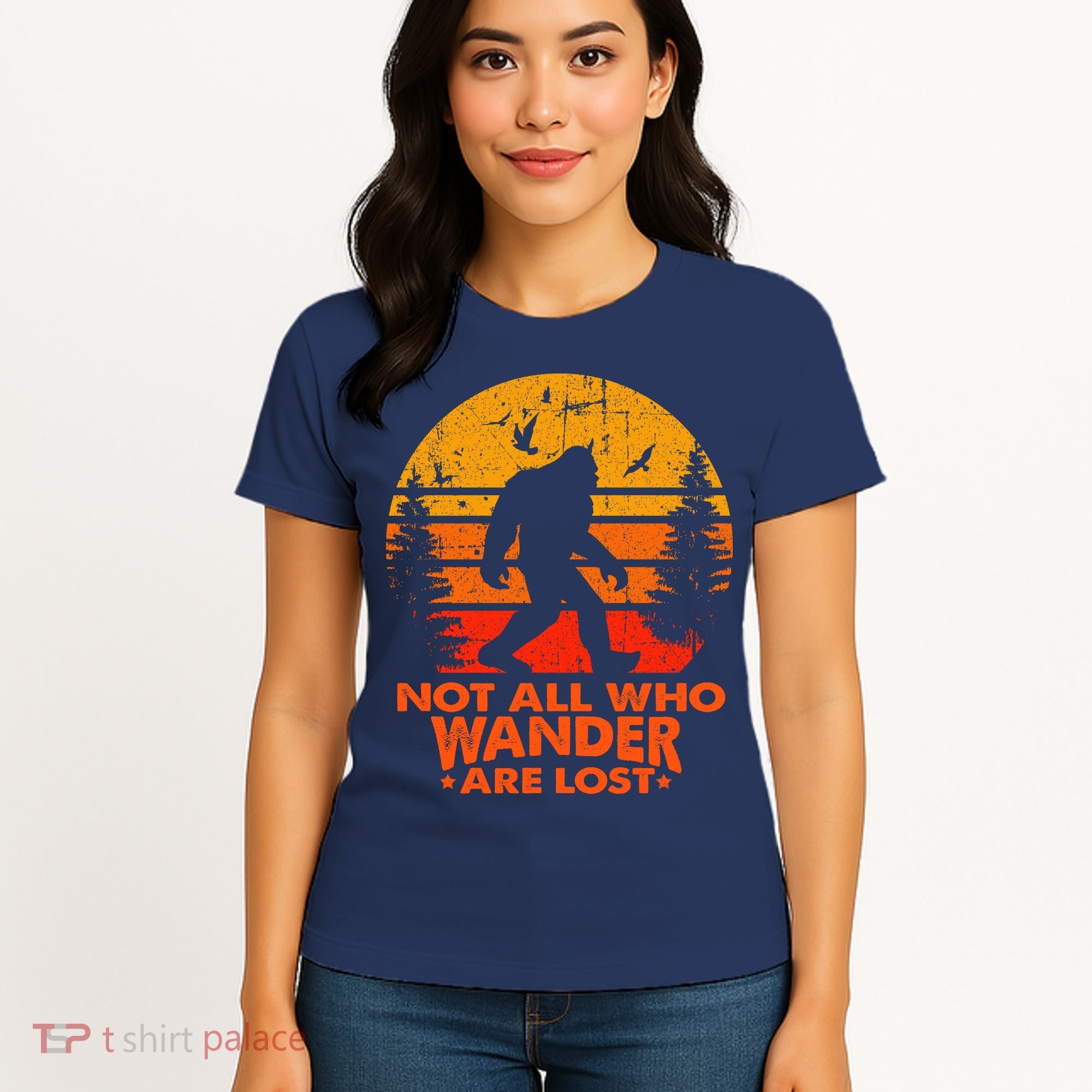 Bigfoot Undefeated Hide And Seek Champion Distressed Sunset Women's T-Shirt