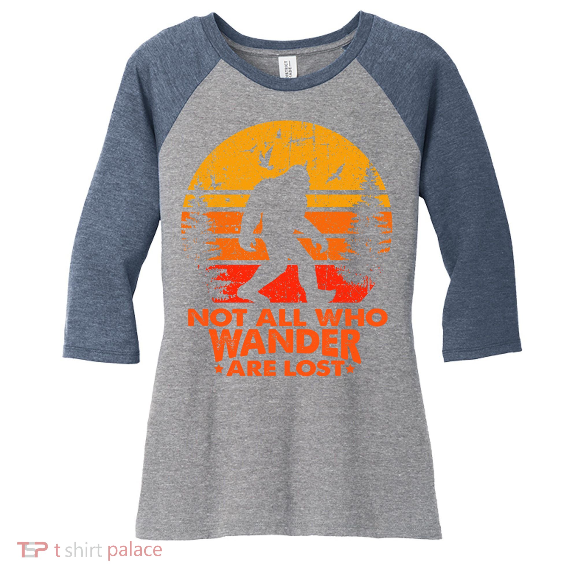 Bigfoot Undefeated Hide And Seek Champion Distressed Sunset Women's Tri-Blend 3/4-Sleeve Raglan Shirt