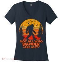 Bigfoot Undefeated Hide And Seek Champion Distressed Sunset Women's V-Neck T-Shirt thumb 0