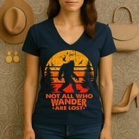 Bigfoot Undefeated Hide And Seek Champion Distressed Sunset Women's V-Neck T-Shirt thumb 3