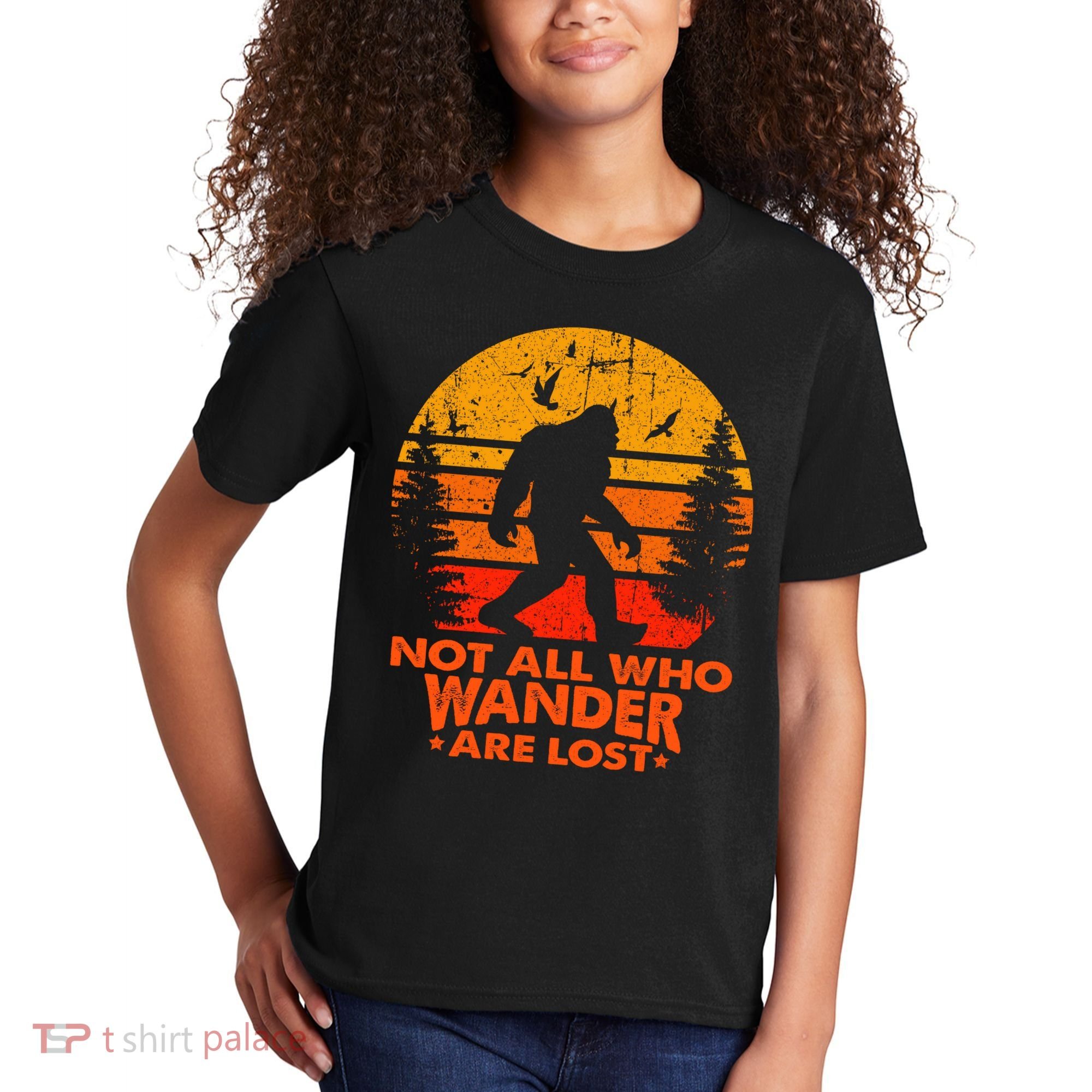 Bigfoot Undefeated Hide And Seek Champion Distressed Sunset Kids T-Shirt