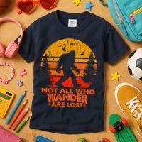 Bigfoot Undefeated Hide And Seek Champion Distressed Sunset Kids T-Shirt thumb 3