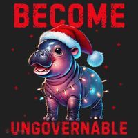 Become Ungovernable Hippo Christmas Lights Fun Funny Women's Sweatshirt thumb 2