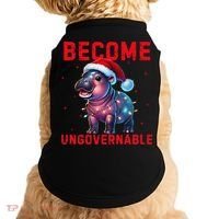 Become Ungovernable Hippo Christmas Lights Fun Funny Doggie Tank thumb 0