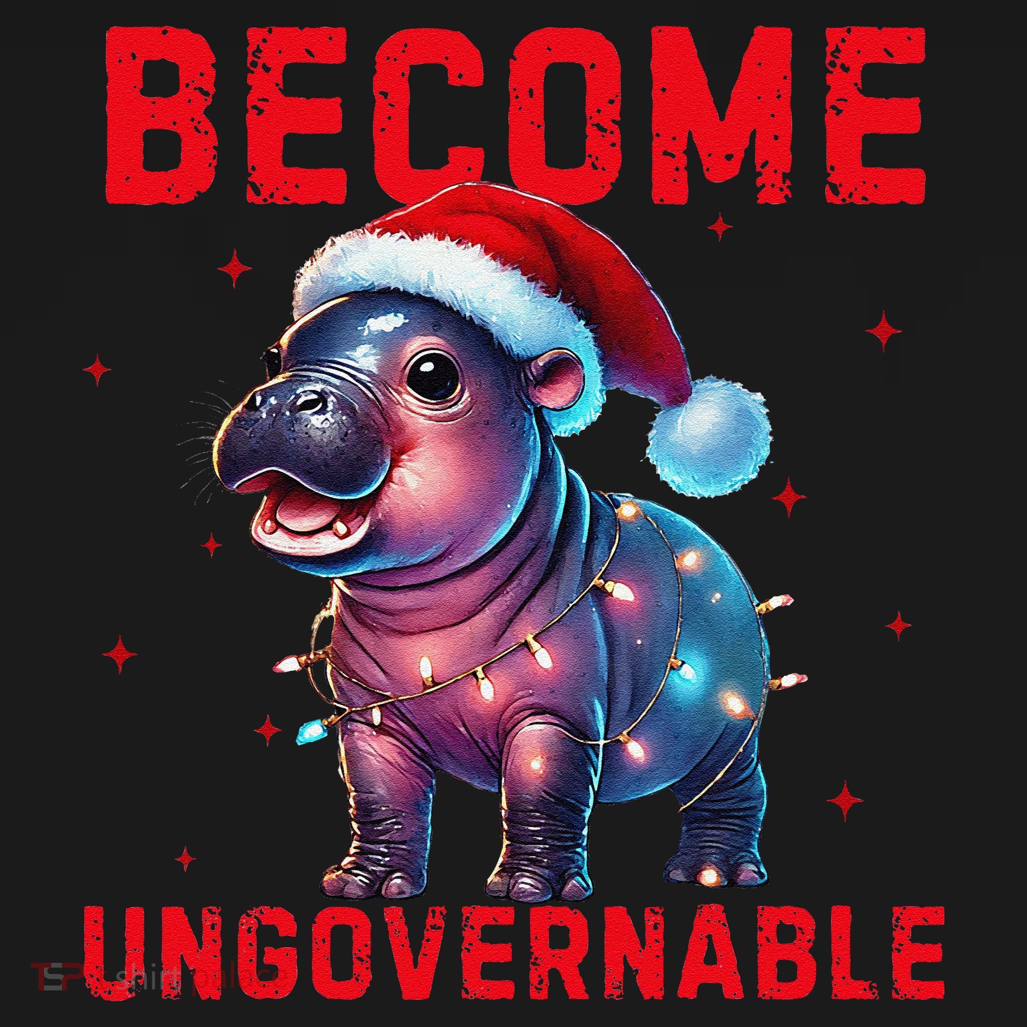 Become Ungovernable Hippo Christmas Lights Fun Funny Doggie Tank