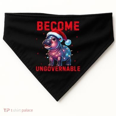 Become Ungovernable Hippo Christmas Lights Fun Funny USA-Made Doggie Bandana