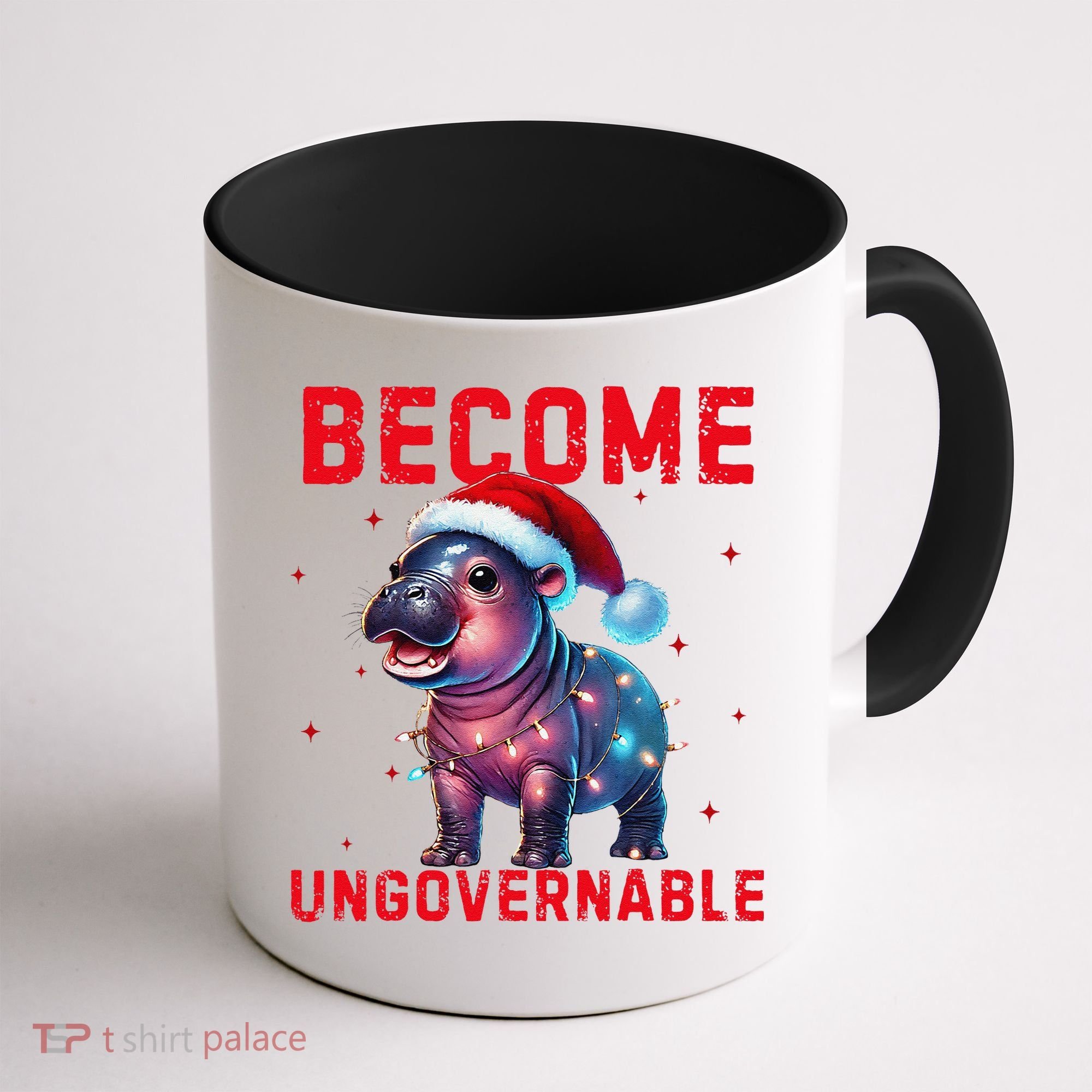 Become Ungovernable Hippo Christmas Lights Fun Funny Coffee Mug