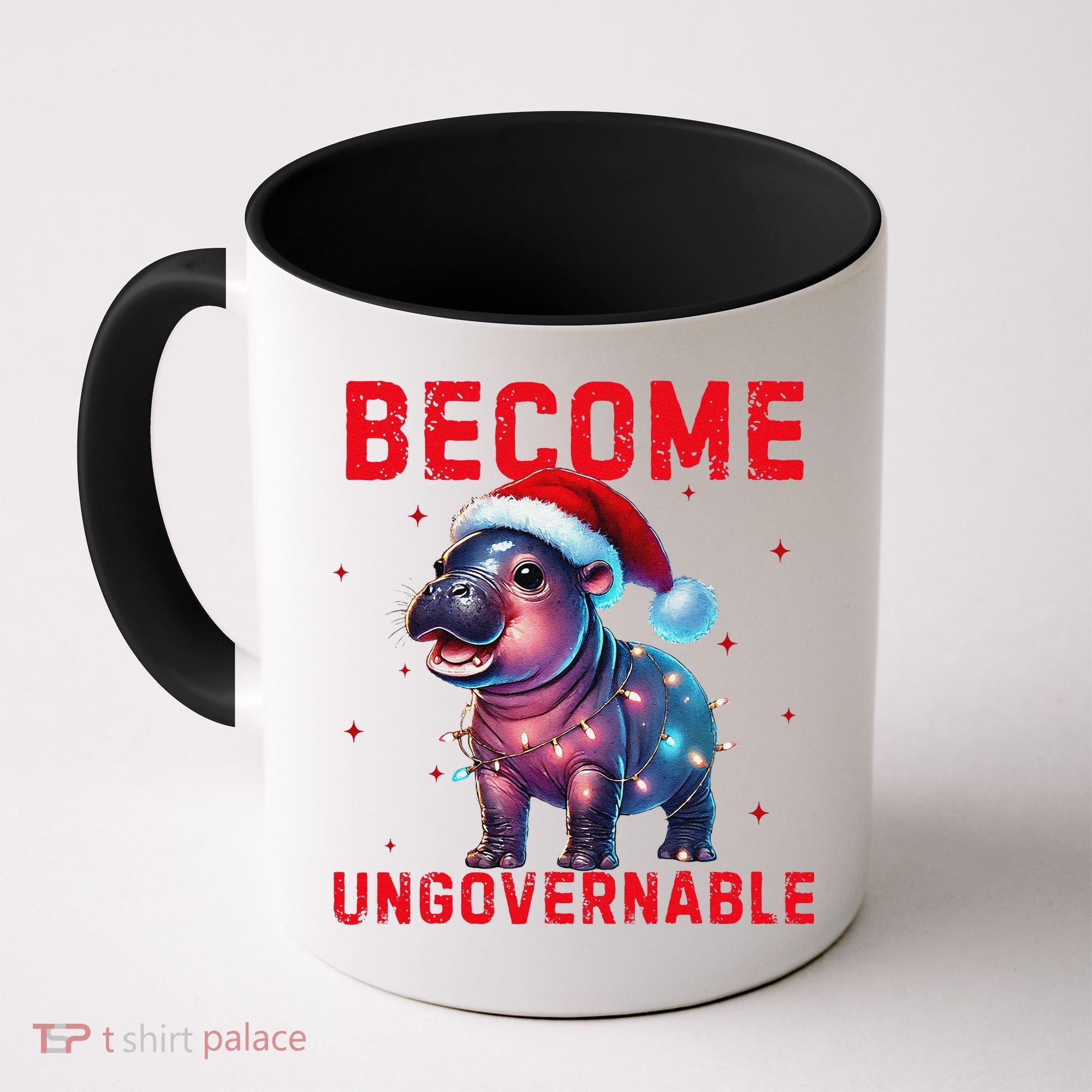 Become Ungovernable Hippo Christmas Lights Fun Funny Coffee Mug