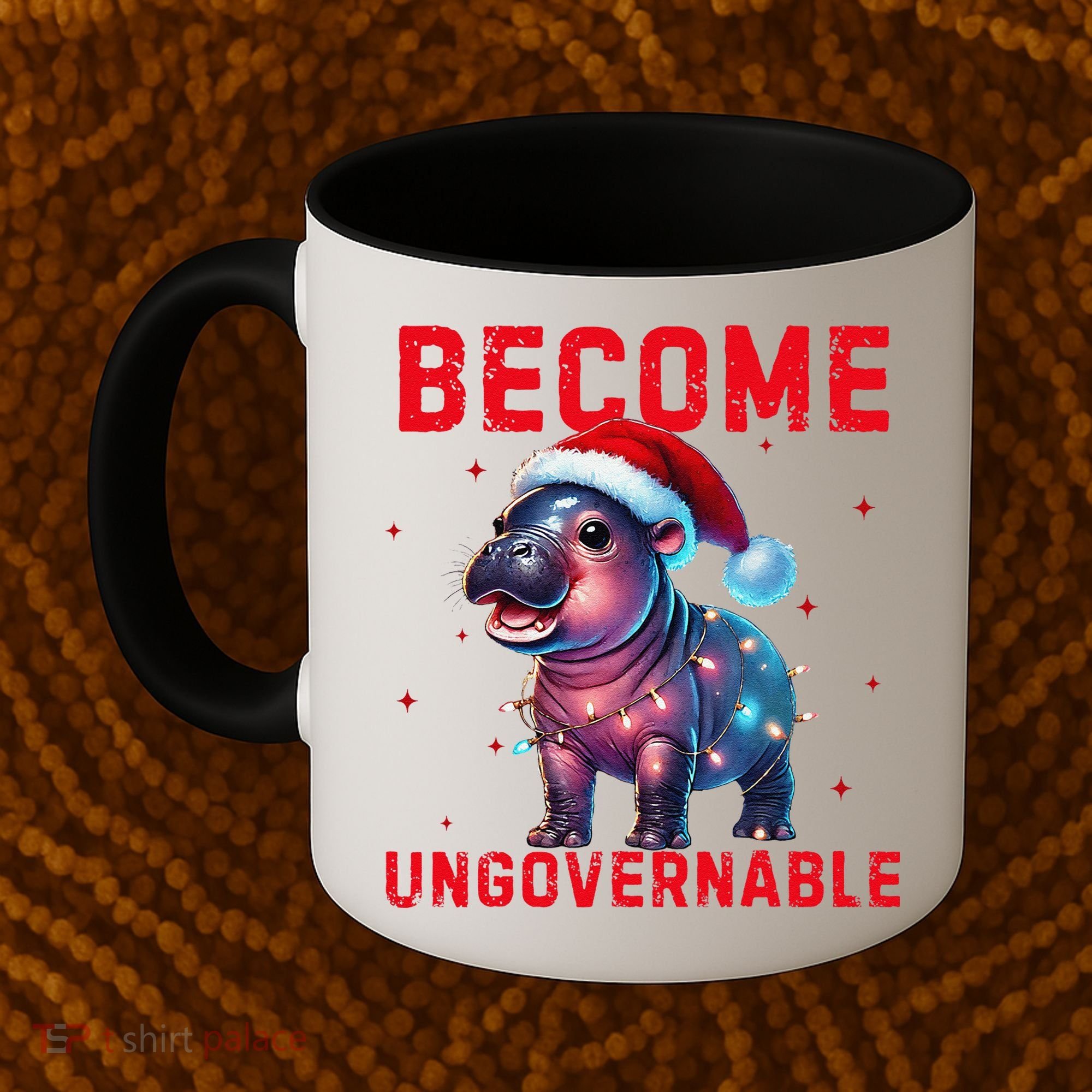 Become Ungovernable Hippo Christmas Lights Fun Funny Coffee Mug