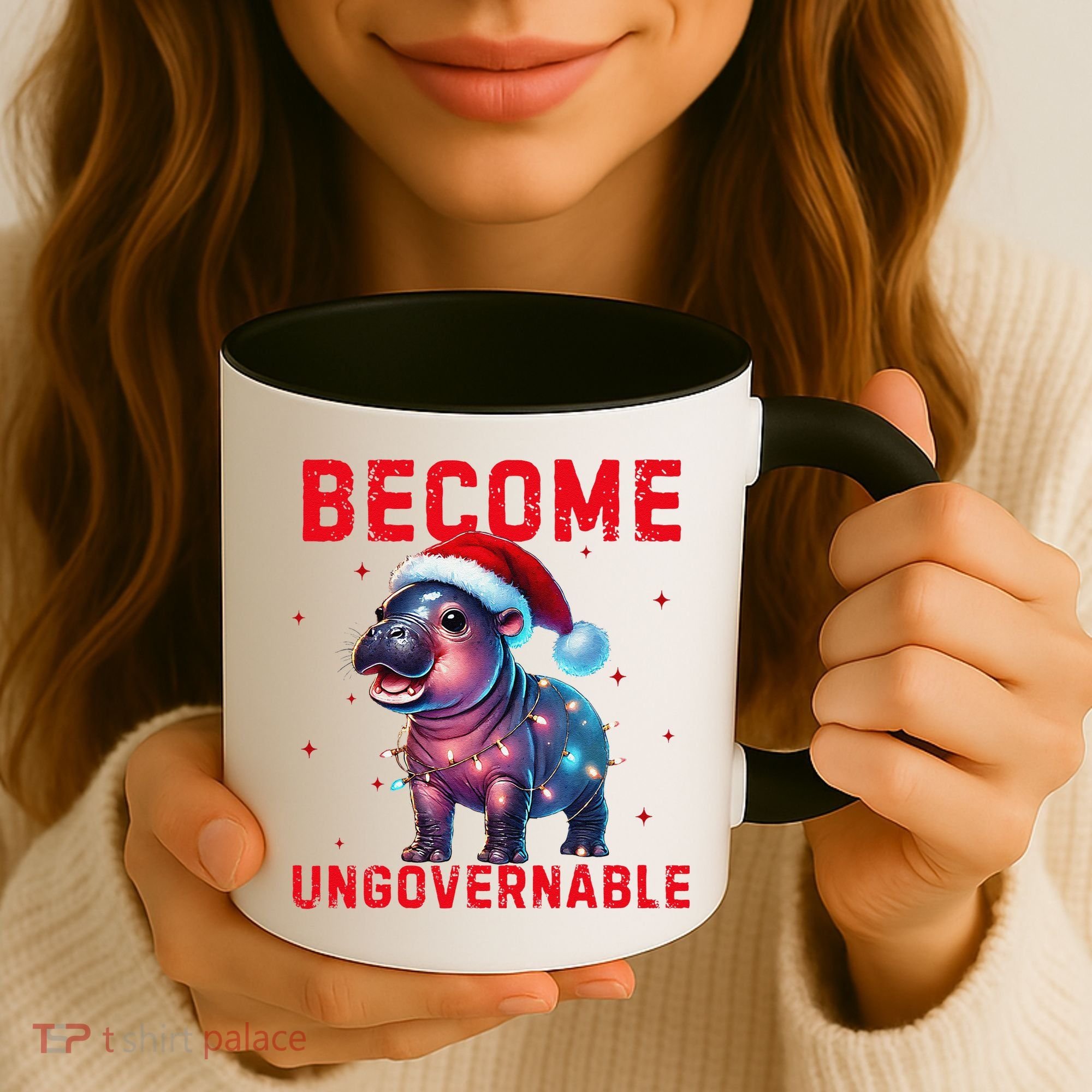 Become Ungovernable Hippo Christmas Lights Fun Funny Coffee Mug