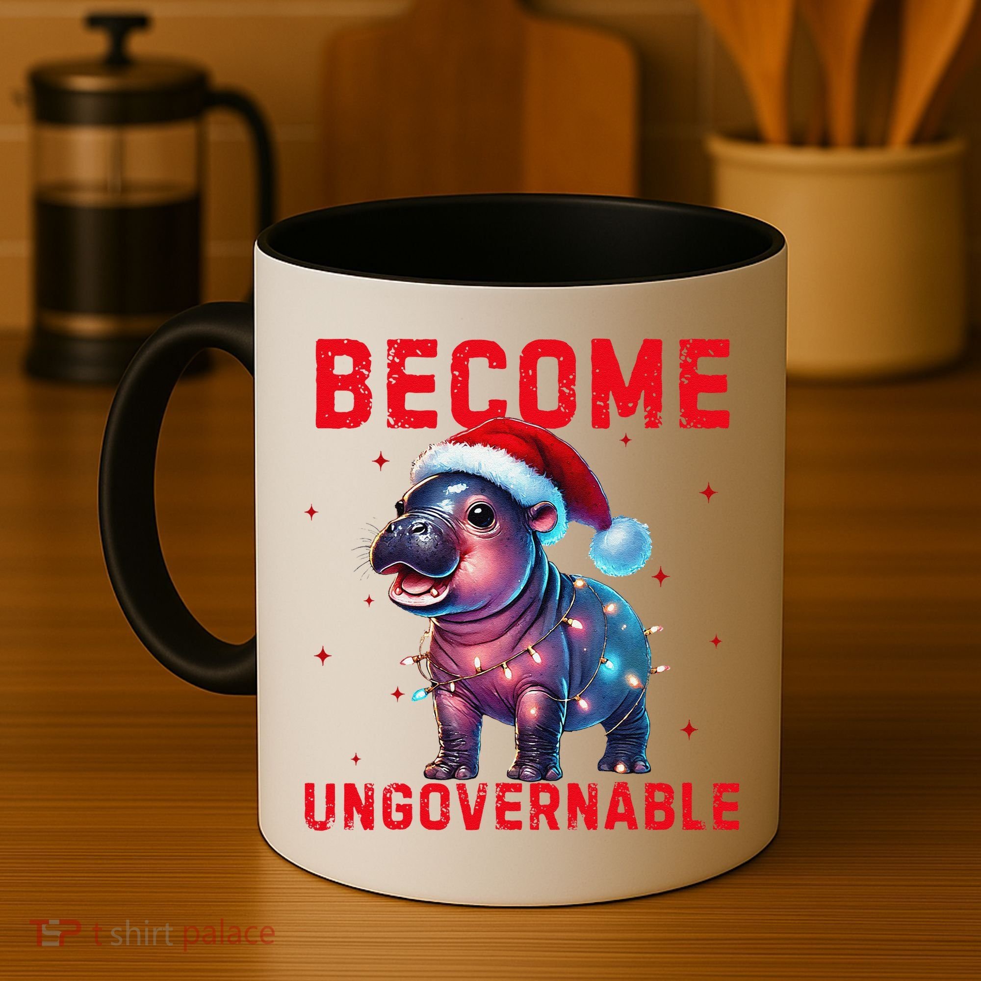 Become Ungovernable Hippo Christmas Lights Fun Funny Coffee Mug