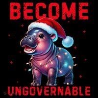 Become Ungovernable Hippo Christmas Lights Fun Funny Women's Hoodie thumb 2