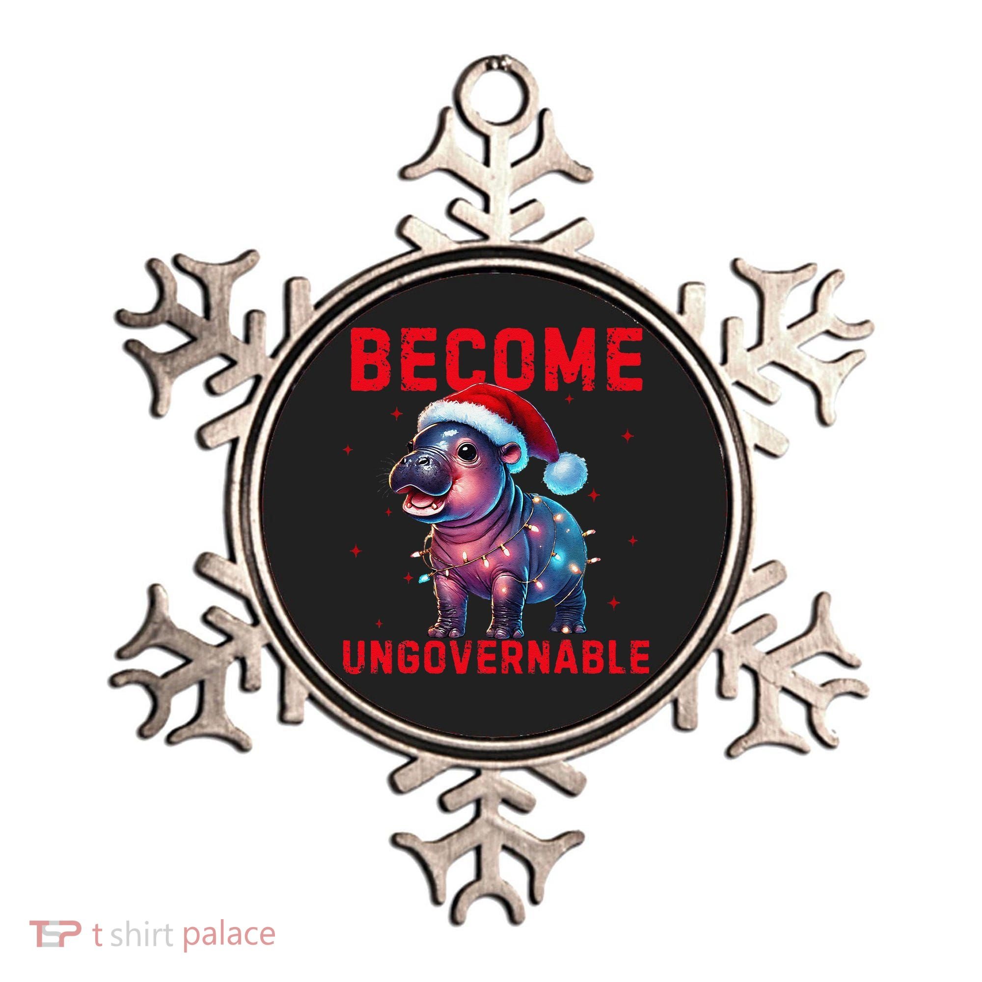 Become Ungovernable Hippo Christmas Lights Fun Funny Ornament