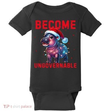 Become Ungovernable Hippo Christmas Lights Fun Funny Baby Bodysuit